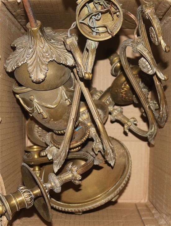 An early 20th century brass chandelier